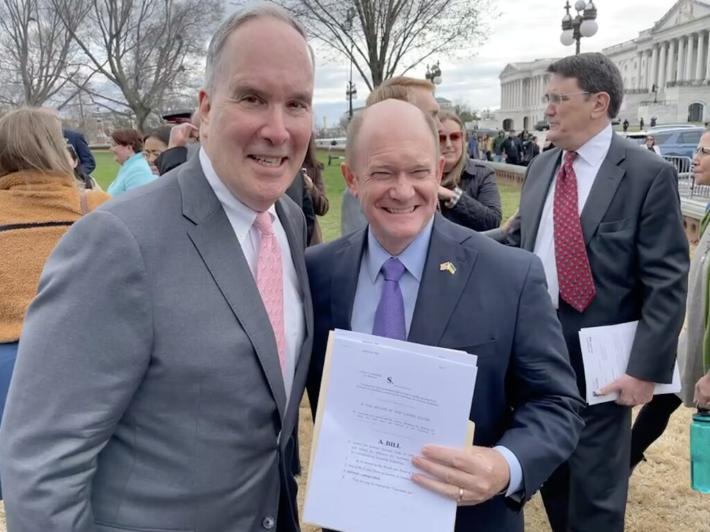 Mark Micali, Vice President of Government Affairs at TNPA pictured with Sen. Chris Coons (D-DE).