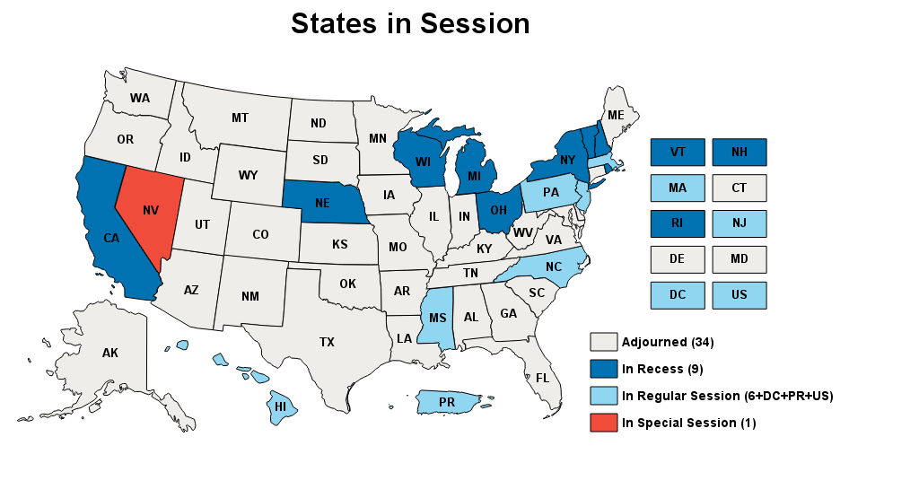 States in Session map