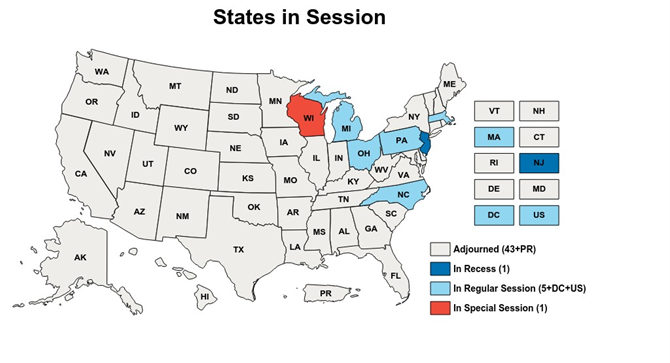 Graphic of States in Session as of 9.21.2023