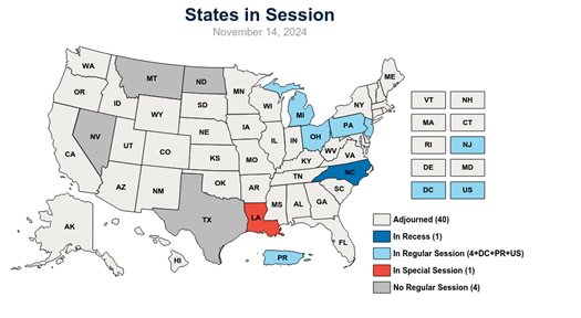 Graphic of States in Session as of 11.14.2024