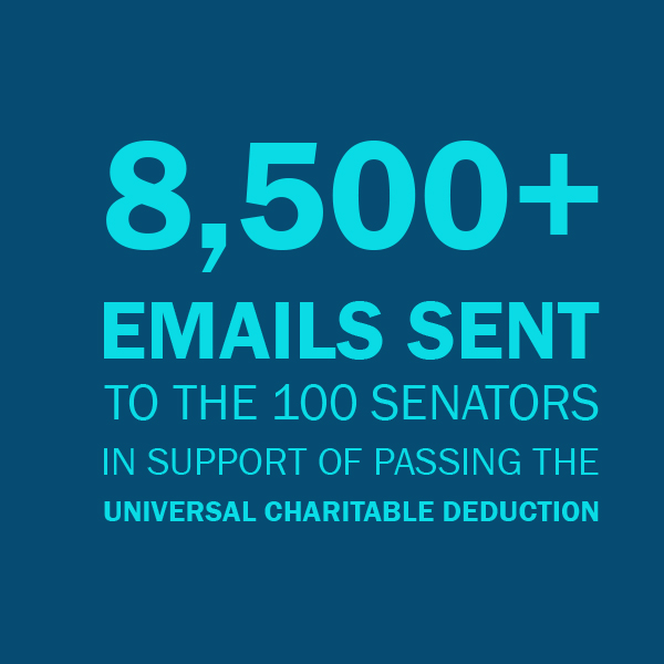 8,500+ Emails Sent to the 100 Senators in Support of Passing the Universal Charitable Deduction